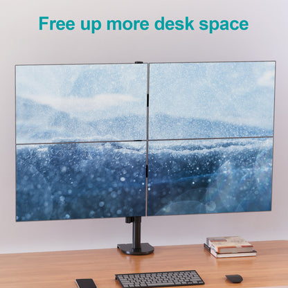MOUNT PRO 4 Monitor Mount for Max 32" Computer Screens, Up to 17.6lbs Each Quad Monitor Stand for Desk, Fully Adjustable Stacked 4 Desk Arm with Tilt, Swivel, Rotation, VESA 75x75/100x100mm