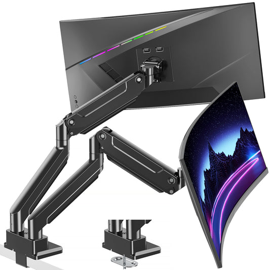 MOUNT PRO  Dual Monitor Stand for Max 49 Inch Ultrawide Screens up to 44 lbs, Heavy Duty Monitor Arm for 2 Monitors, Premium Full Motion Double Computer Desk Mount, VESA Mount 75x75/100x100mm