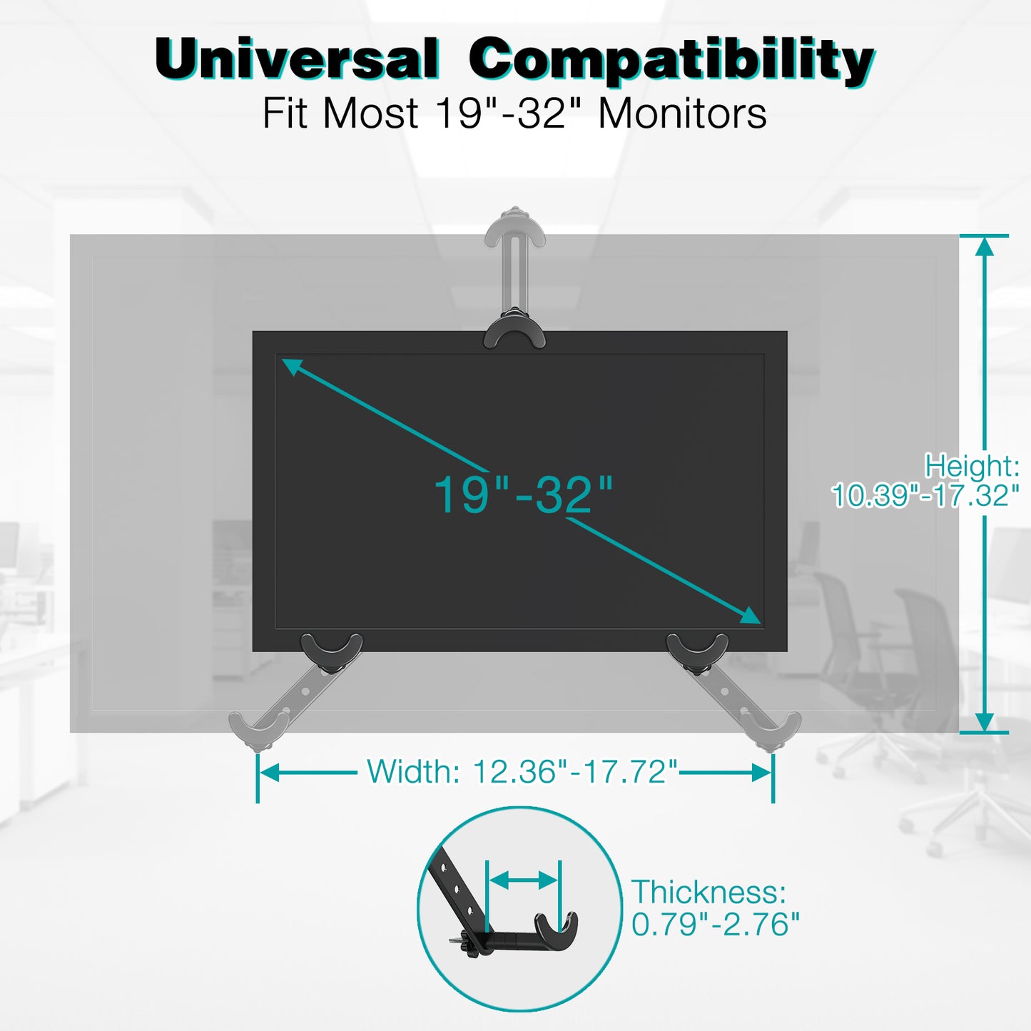 MOUNT PRO VESA Mount Adapter, Universal Non-VESA Monitor Mount Adapter for 19 to 32 inch Screens, Vesa Bracket 75x75mm/100x100mm, Hold up to Max 17.6lbs