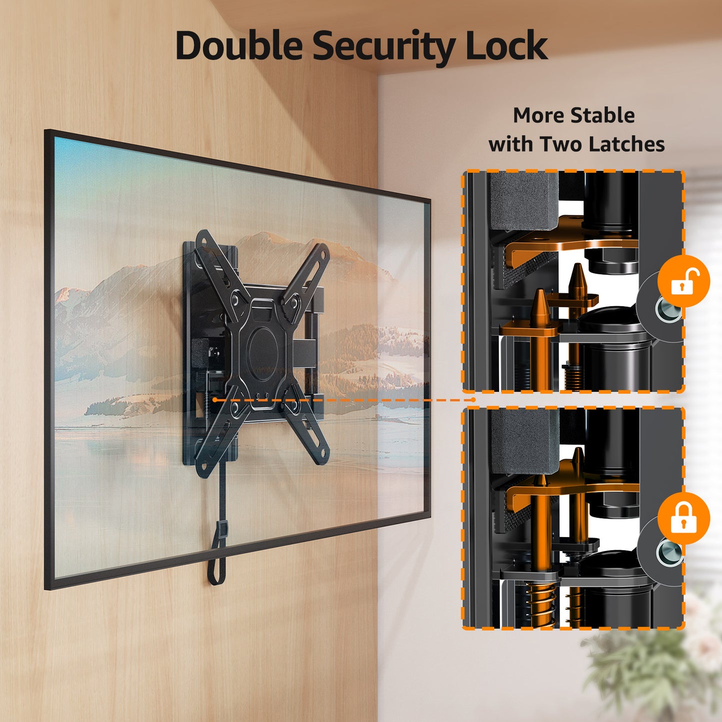 GOFORWILD Lockable RV TV Mount, Full Motion RV Mount for Most 13-43 inch TV, TV Wall Mount for Camper Truck Trailer Marine Boat Motor Home, Max VESA 200x200mm, up to 33LBS, 7021