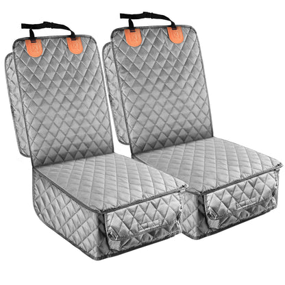 PETICON Front Seat Cover 2 Pack, Full Protection Dog Car Seat Cover with Side Flaps, Nonslip Scratchproof Captain Chair Seat Cover Fits for Cars, Trucks, SUVs, Jeep (Gray)