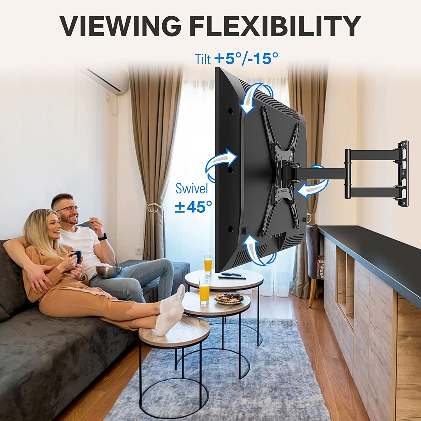 MOUNT PRO Full Motion TV Wall Mount for Most 26-55 Inch TVs, Tilting TV Mount Bracket with Swivels Articulating Arms Max VESA 400X400mm, 88lbs