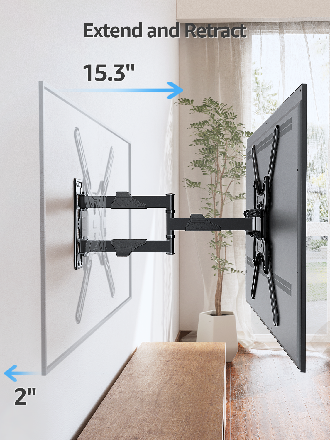MOUNT PRO Full Motion TV Wall Mount for Most 20-55 inch Flat Curved TVs,Tilting TV Mount with Swivels Articulating Arms Max VESA 400X400mm, 77lbs