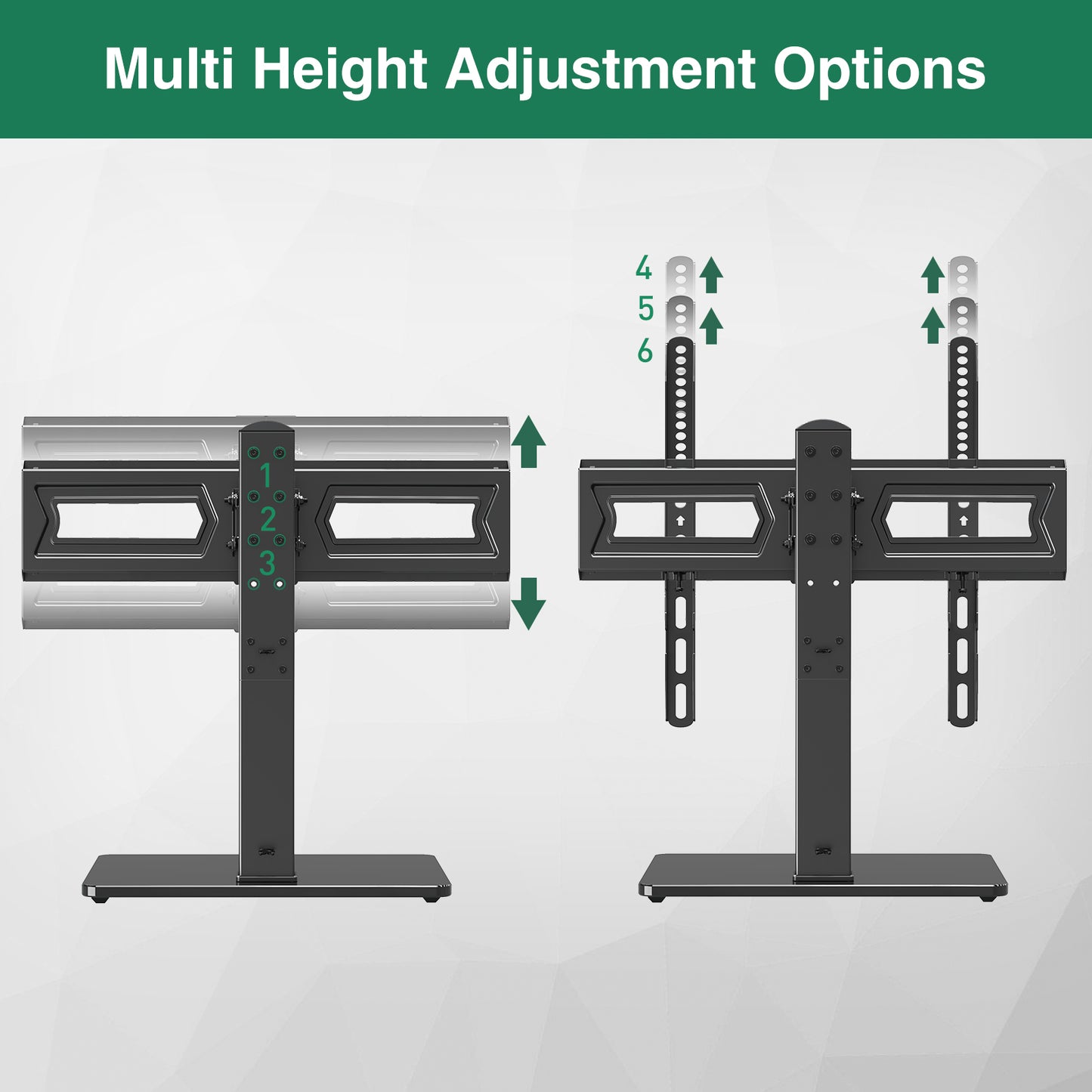 MOUNT PRO Swivel Universal TV Stand/Base - Table top TV Stands for 37 to 70 Inch LCD LED TVs - 9 Levels Height Adjustable TV Mount Stand with Tempered Glass Base, Holds up to 88lbs, Max VESA 600x400mm