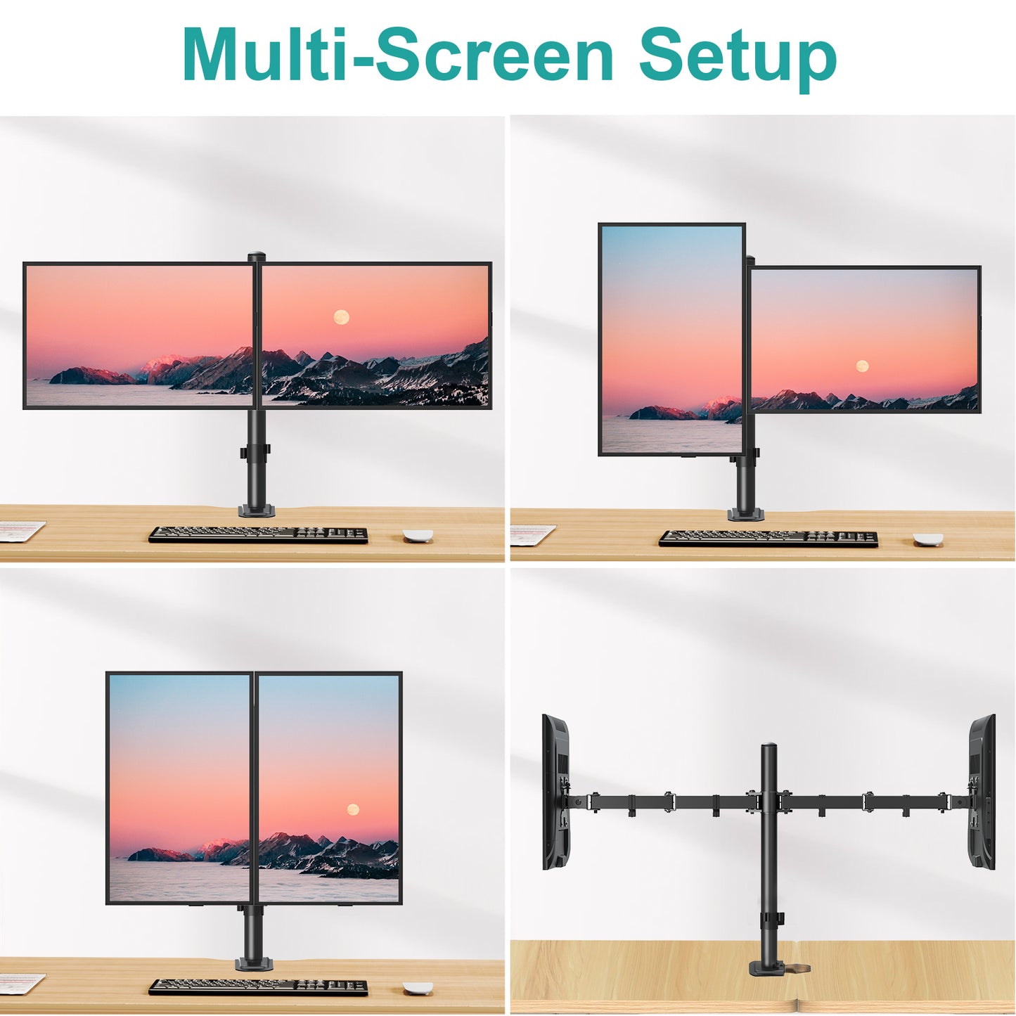 MOUNT PRO Dual Monitor Mount Fits 13-32 Inch/17.6lbs LCD Screen, Computer Monitor Desk Mount, Articulating Monitor Arm, Height Adjustable Monitor Stand for 2 Monitors, VESA Mount 75x75/100x100mm