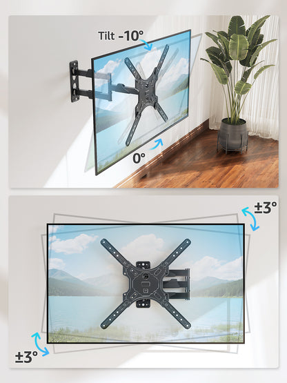 MOUNT PRO Full Motion TV Wall Mount for Most 20-55 inch Flat Curved TVs,Tilting TV Mount with Swivels Articulating Arms Max VESA 400X400mm, 77lbs