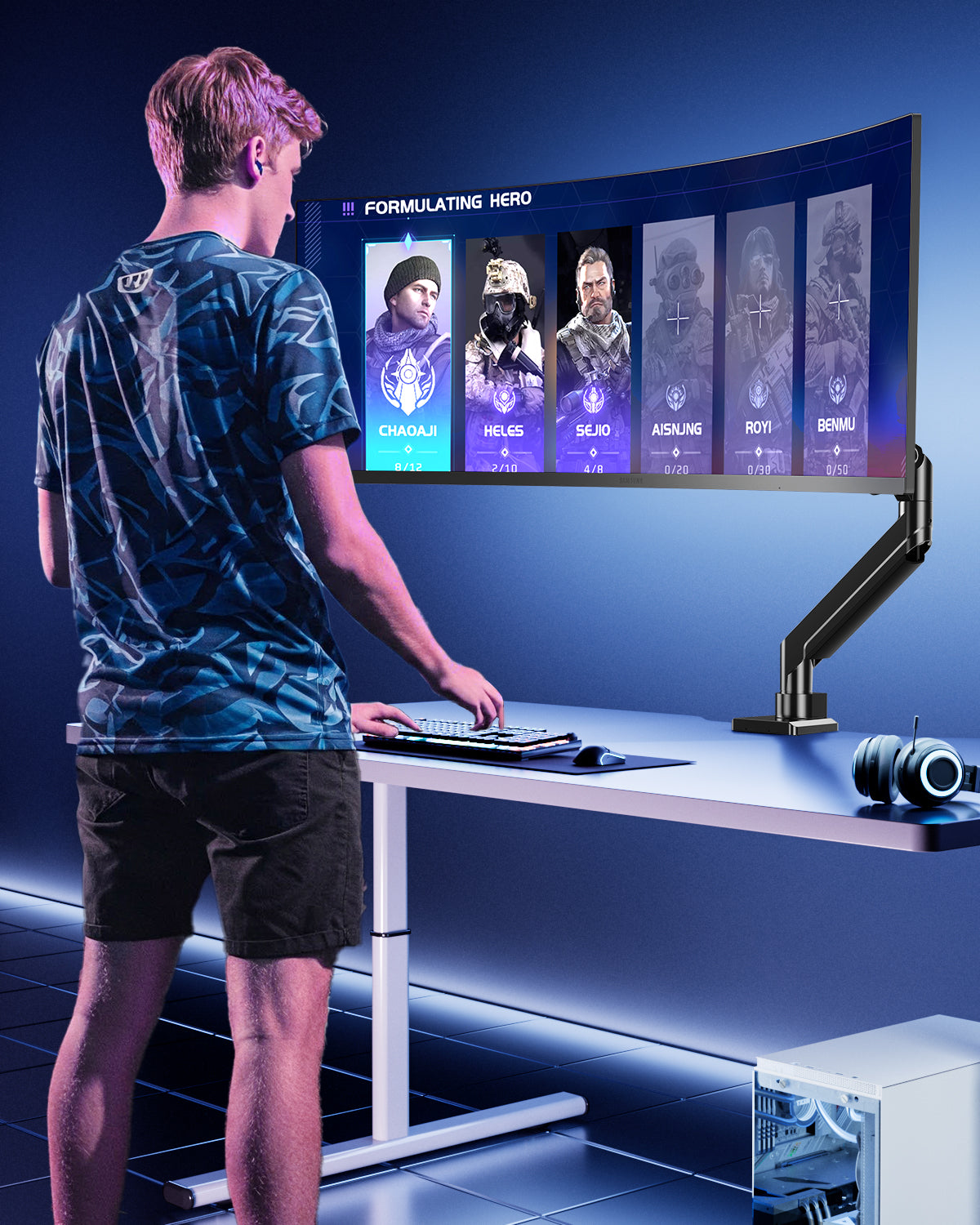 MOUNT PRO Heavy Duty Monitor Arm for Max 49 Inch Ultrawide Screens up to 44 lbs, Aluminum Premium Single Monitor Mount for Samsung Odyssey G9 and More, Adjustable Display Desk Stand, VESA 100x100mm