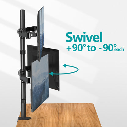 MOUNT PRO 4 Monitor Mount for Max 32" Computer Screens, Up to 17.6lbs Each Quad Monitor Stand for Desk, Fully Adjustable Stacked 4 Desk Arm with Tilt, Swivel, Rotation, VESA 75x75/100x100mm