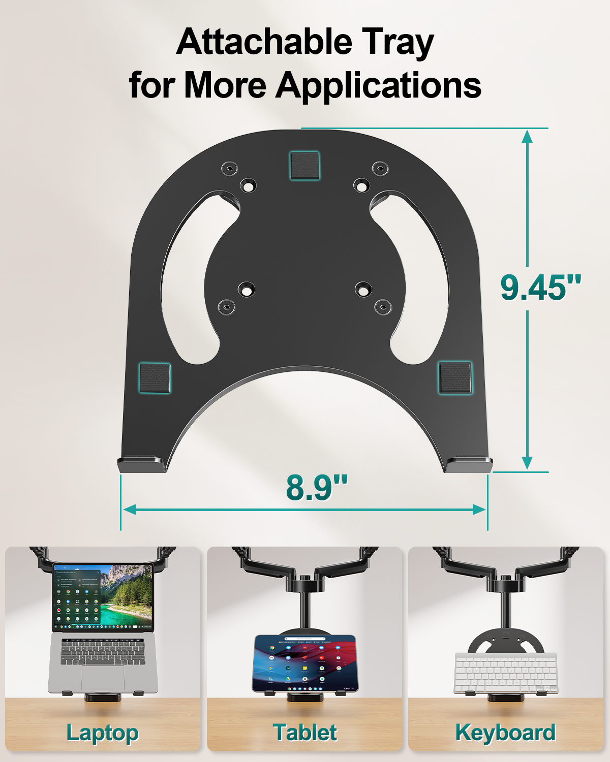 MOUNT PRO Monitor and Laptop Mount for 2 Max 27" Computer Screens, Laptop Tray Fits 10-17inch Notebook, 3-in-1 Adjustable Laptop and Monitor Desk Mount with VESA Bracket 75/100mm