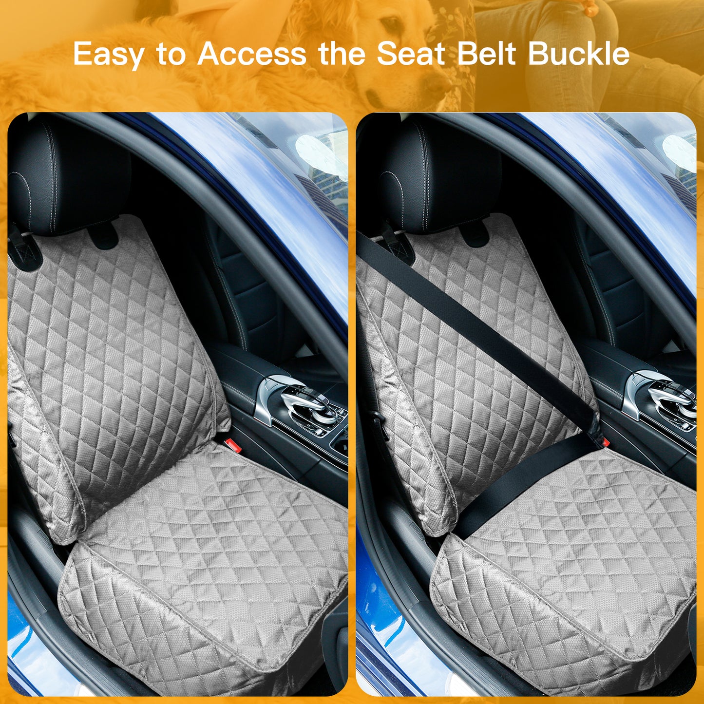 PETICON Waterproof Front Seat Car Cover 2 Pack, Full Protection Dog Car Seat Cover with Side Flaps, Nonslip Scratchproof Captain Chair Seat Cover Fits for Cars, Trucks, SUVs, Jeep, Gray