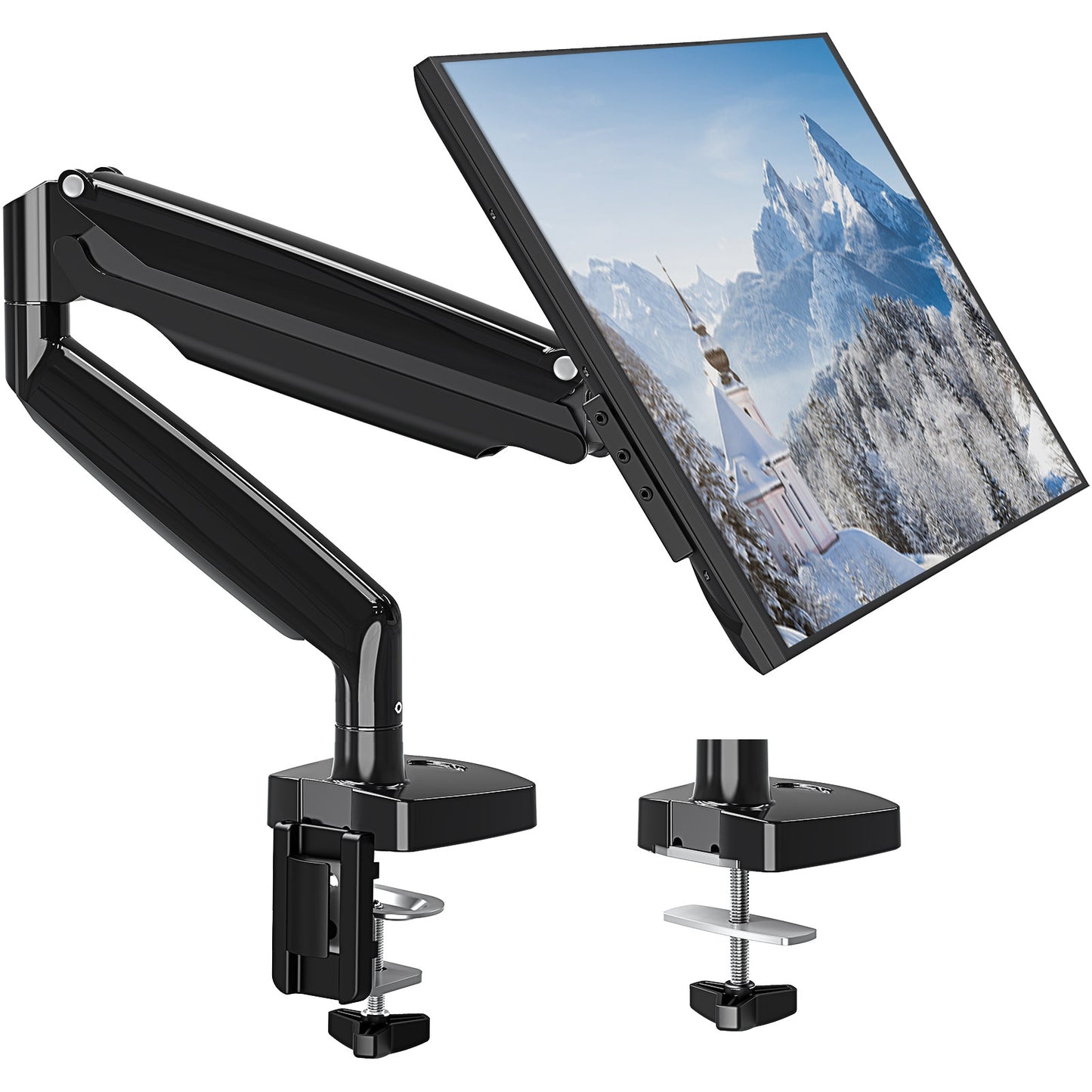 MOUNT PRO Single Monitor Mount Stand fits 22-35 inch/26.4lbs Ultrawide Computer Screen, Long Monitor Arm with Height/Tilt/Swivel/Rotation Adjustable, Premium Gas Spring Monitor Desk Mount, VESA Mount