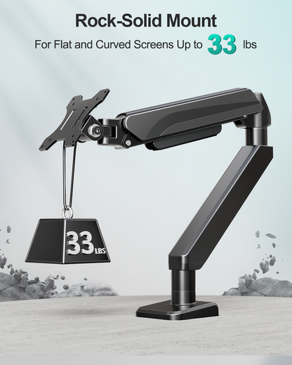 MOUNT PRO Ultrawide Single Monitor Arm for 22"- 42" Screens, Monitor Desk Mount Stand Holds 4.4-33 lbs, Heavy Duty Height Adjustable Vesa Mount, with C Clamp & Grommet Base