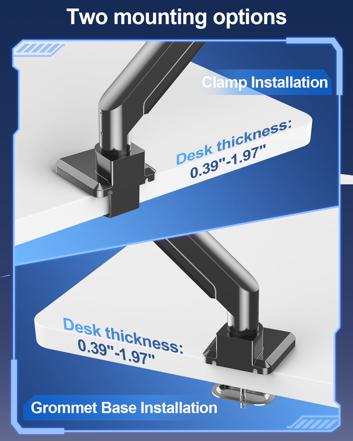 MOUNT PRO Heavy Duty Monitor Arm for Max 49 Inch Ultrawide Screens up to 44 lbs, Aluminum Premium Single Monitor Mount for Samsung Odyssey G9 and More, Adjustable Display Desk Stand, VESA 100x100mm