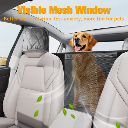 PETICON Dog Seat Covers for Tesla Model 3 & Y Back Seat with 2 Pack Door Protectors, 100% Waterproof Dog Hammock for Tesla with Mesh Window & Headrest Protection Prevents Scratches and Scuffs (Gray)