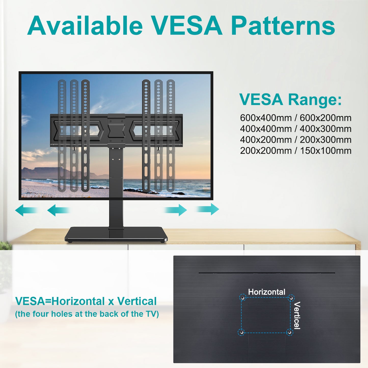Universal TV Stand, Swivel TV Stand Base Fits Most 37 to 70 Inch LCD LED Screens, 9 Levels Height Adjustable Table Top TV Stand with Tempered Glass Base, Holds up to 88lbs, Max VESA 600x400mm