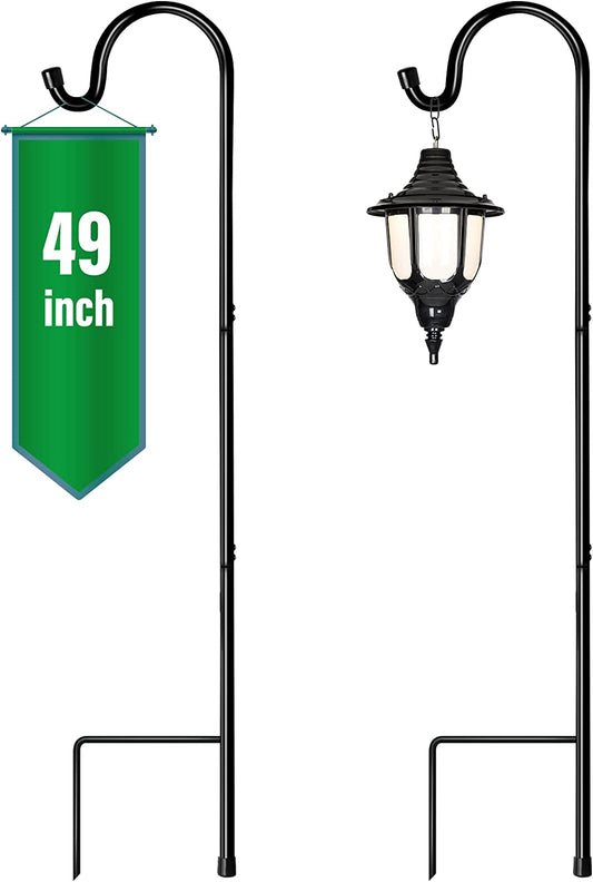 GOFORWILD Shepherd Hooks 2 Pack Adjustable, 49 inches Tall, Premium Metal Garden Hook for Outdoor, Hanging Plant, Solar Lights, Lanterns, Bird Feeders, and Wedding Decor, 7013