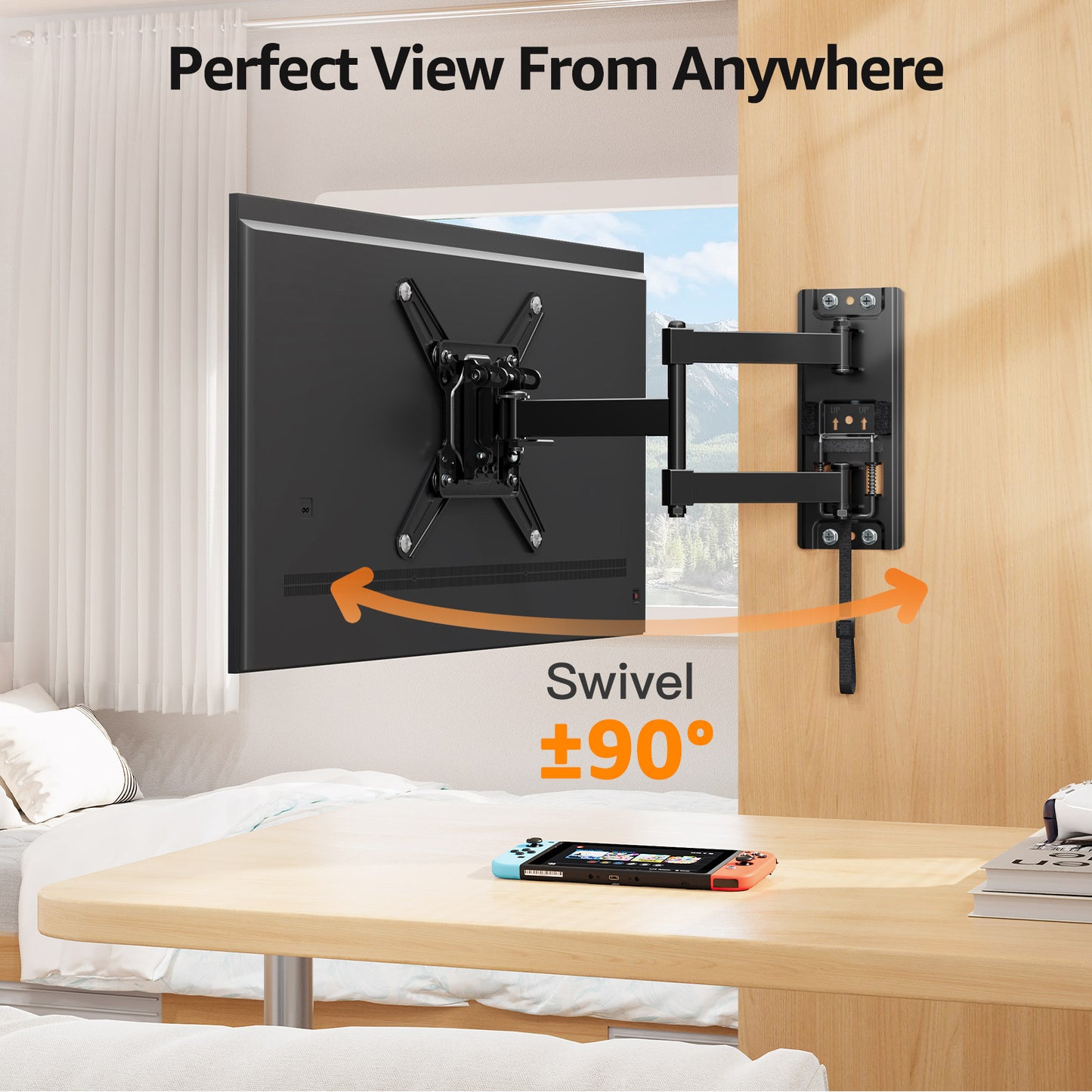 GOFORWILD Lockable RV TV Mount, Full Motion RV Mount for Most 13-43 inch TV, TV Wall Mount for Camper Truck Trailer Marine Boat Motor Home, Max VESA 200x200mm, up to 33LBS, 7021