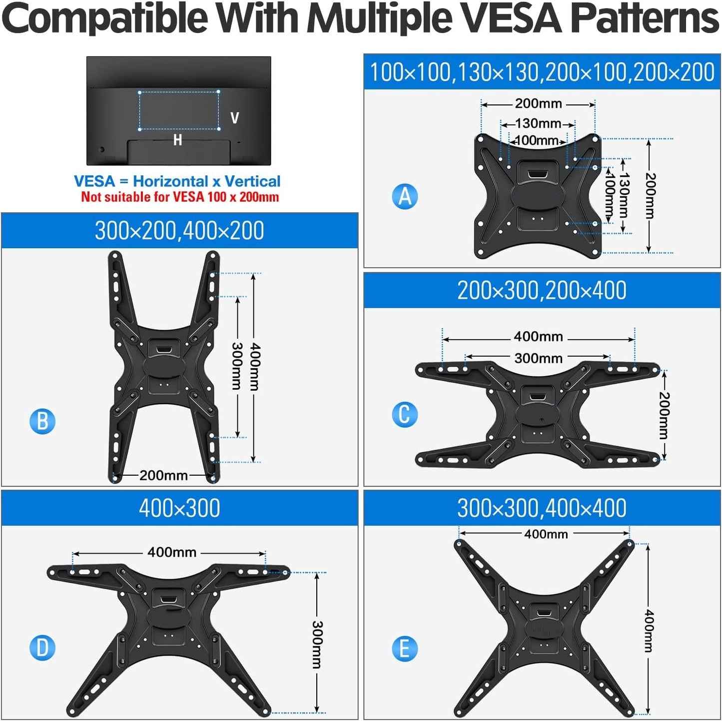 MOUNT PRO Full Motion TV Wall Mount for Most 26-55 Inch TVs, Tilting TV Mount Bracket with Swivels Articulating Arms Max VESA 400X400mm, 88lbs