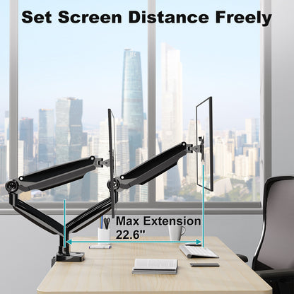 MOUNT PRO Dual Monitor Desk Mount Fits Max 35" Ultrawide Screen, Premium Heavy Duty Dual Monitor Stand for 2 Monitors, Each Arm Holds up to 26.4lbs, Fully Adjustable Gas Spring Monitor Arm, VESA Mount