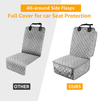 PETICON Waterproof Front Seat Car Cover 2 Pack, Full Protection Dog Car Seat Cover with Side Flaps, Nonslip Scratchproof Captain Chair Seat Cover Fits for Cars, Trucks, SUVs, Jeep, Gray