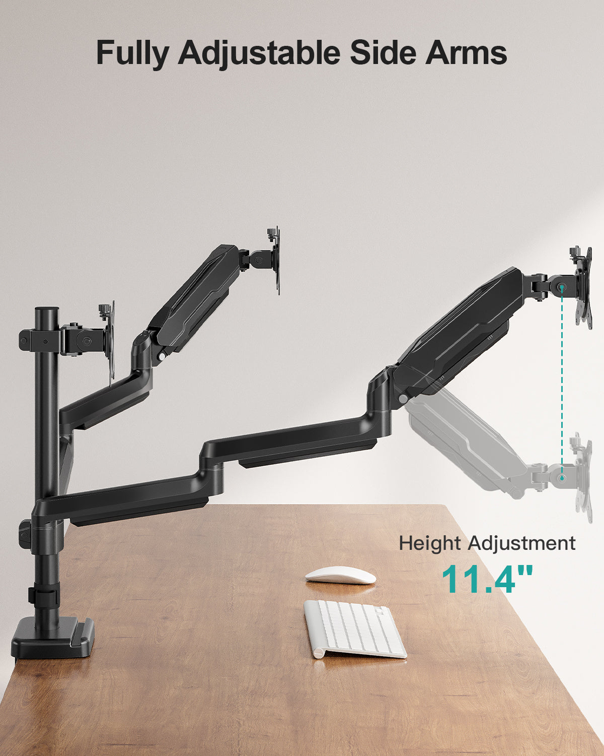 MOUNT PRO Triple Monitor Mount for Max 32" Screens, Up to 19.8lbs Each Adjustable 3 Monitor Desk Mount with Swivel, Tilt, Rotation, Full Motion Gas Spring Heavy Duty Arm, VESA 75x75/100x100mm