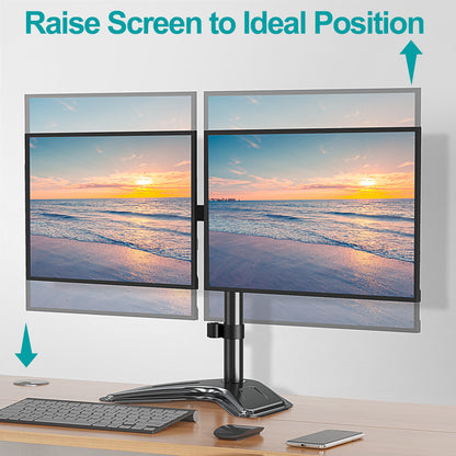 MOUNT PRO Dual Monitor Mount, Free Standing Monitor Stand for 2 Monitors fit 13-27” Screen, Monitor Arm Holds Max 17.6lbs, Monitor Desk Mount with Height Adjustable, Swivel, VESA Mount 75x75 100x100