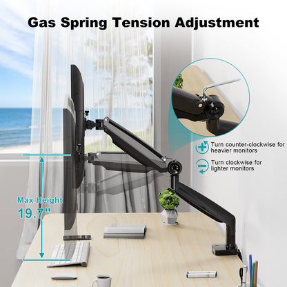 MOUNT PRO Single Monitor Mount for Max 35 inches Computer Screen, Heavy Duty Monitor Arm Desk Mount, Full Motion Gas Spring Premium Monitor Stand, Hold up to 26.4 lbs, Ultrawide VESA Mount 100x100