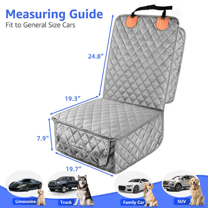 PETICON Front Seat Cover 2 Pack, Full Protection Dog Car Seat Cover with Side Flaps, Nonslip Scratchproof Captain Chair Seat Cover Fits for Cars, Trucks, SUVs, Jeep (Gray)