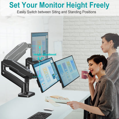 MOUNT PRO Dual Monitor Mount Fits 13 to 32 Inch Computer Screen, Height Adjustable Monitor Stand for 2 Monitors, Gas Spring Monitor Arm Holds up to 17.6lbs Each, Monitor Desk VESA Mount 75x75, 100x100