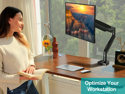 MOUNT PRO Single Monitor Mount Stand fits 22-35 inch/26.4lbs Ultrawide Computer Screen, Long Monitor Arm with Height/Tilt/Swivel/Rotation Adjustable, Premium Gas Spring Monitor Desk Mount, VESA Mount