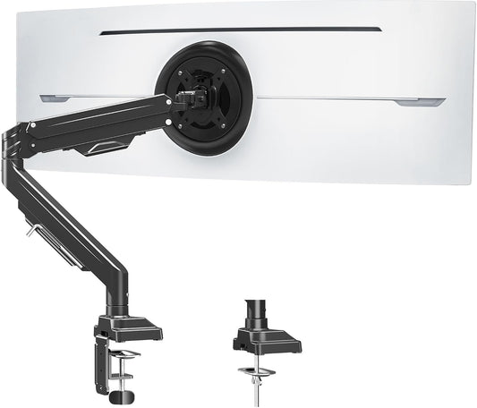 MOUNT PRO Single Monitor Arm for Max 43 Inch Computer Screen up to 33lbs, Heavy Duty Ultrawide Monitor Stand, Premium Fully Adjustable Gas Spring Desk Mount, VESA Mount with Clamp/Grommet Base