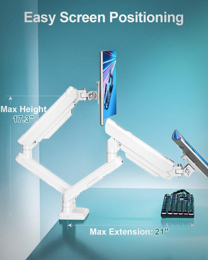 Freelift Pro Dual Monitor Mount Height Adjustable Gas Spring Double Monitor Stand for 2 Monitors up to 32" Monitors