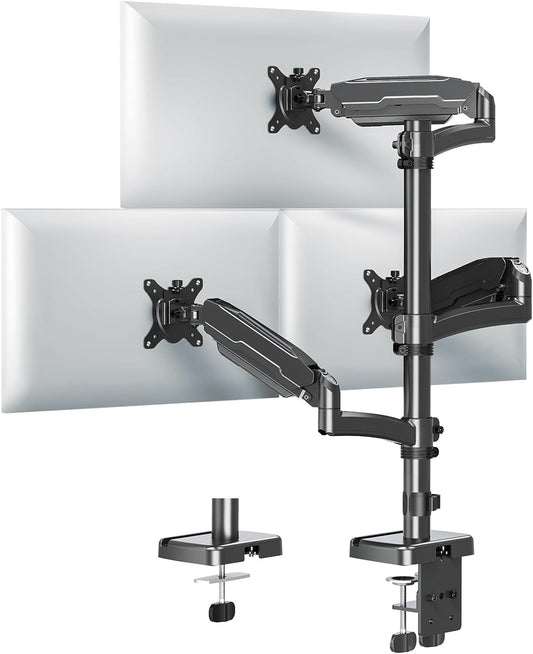 MOUNT PRO Triple Monitor Mount for Max 32" Computer Screen, Adjustable 3 Monitor Desk Mount, up to 19.8lbs Each, Gas Spring Monitor Arm with Tilt Swivel Rotation, VESA Mount 75x75/100x100mm