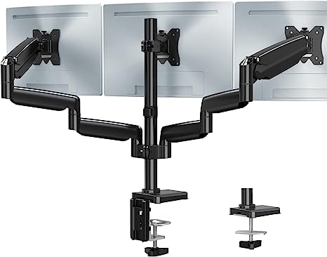 MOUNT PRO Triple Monitor Mount, 3 Monitor Desk Mount for There Screens up to 32 Inch, Full Motion Gas Spring Triple Monitor Stand, Heavy Duty Monitor Arm Hold up to 30.9lbs Each, VESA Mount, Black