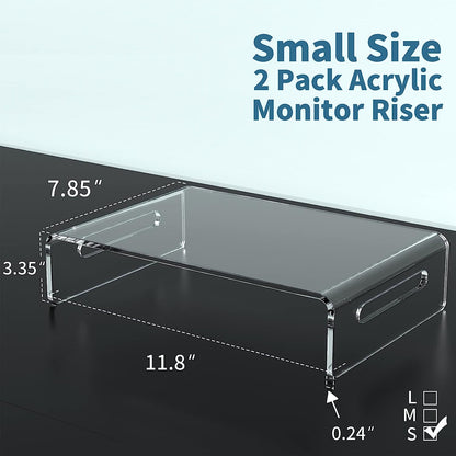 Zimilar 2 Pack Monitor Stand Riser, Acrylic Monitor Stand for Computer, Laptop, Printer, Notebook, iMac, Premium Clear Laptop Stand Acrylic Monitor Riser for Home Office, Monitor Stands for 2 Monitors