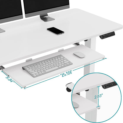 WOKA Electric Standing Desk with Keyboard Tray, 55" x 24" Stand Up Desk, Height Adjustable Sit Stand Desk with Memory Controller for Home Office, Motorized Desk with Splice Board, White