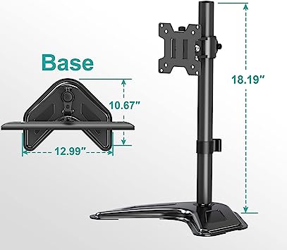 MOUNT PRO Single Monitor Stands Fits 13-32 inch/17.6 lbs Screen, Free Standing Computer Monitor Mount, Monitor Desk Stand with Adjustable Height/Tilt/Swivel/Rotation, VESA Monitor Stand 75x75 100x100