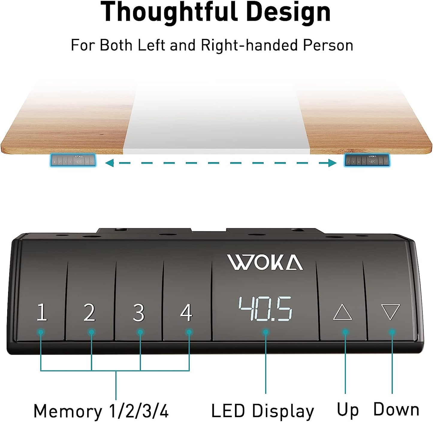 WOKA 55 x 28 Inch Electric Standing Desk with Wheels, Height Adjustable Stand up Desk with a Monitor Stand Riser, Standing Computer Desk with Memory Controllers, Adjustable Desks for Home Office