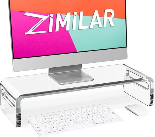 Zimilar 20 inch Large Acrylic Monitor Stand Riser, Crystal Clear Monitor Riser, Acrylic Computer Stand Riser with Keyboard Storage for Computer, Laptop, PC,iMac