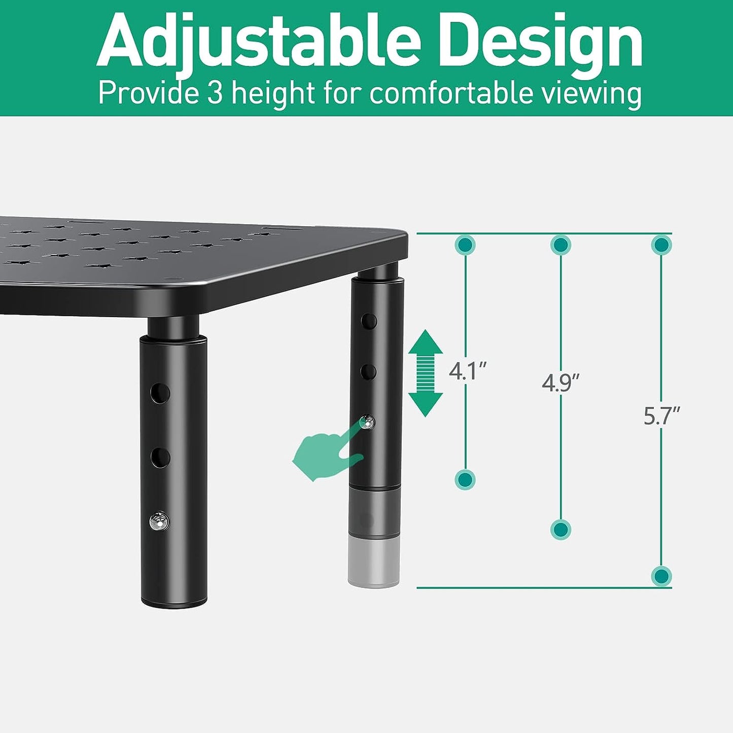 Zimilar 2 Pack Monitor Stands Risers, 3 Height Adjustable Monitor Riser for Laptop, Printer, iMac, PC, Premium Metal Monitor Stand Riser for 2 Monitors