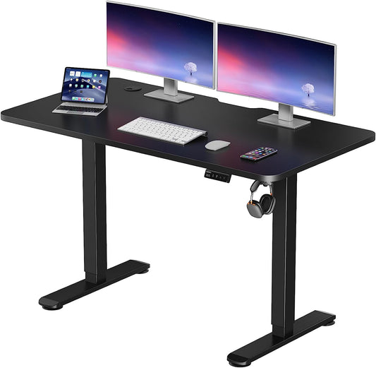 WOKA Electric Standing Desk 48 x 24 Inch, Height Adjustable Stand Up Desk with Memory Controller, Sit Stand Desk with Splice Board, Adjustable Desks for Home Office, Motorized Standing Desk Black