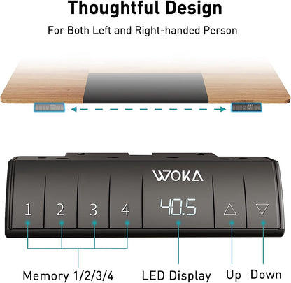 WOKA 55 x 28 Inch Electric Standing Desk with Wheels, Height Adjustable Stand up Desk with a Monitor Stand Riser, Standing Computer Desk with Memory Controllers, Adjustable Desks for Home Office