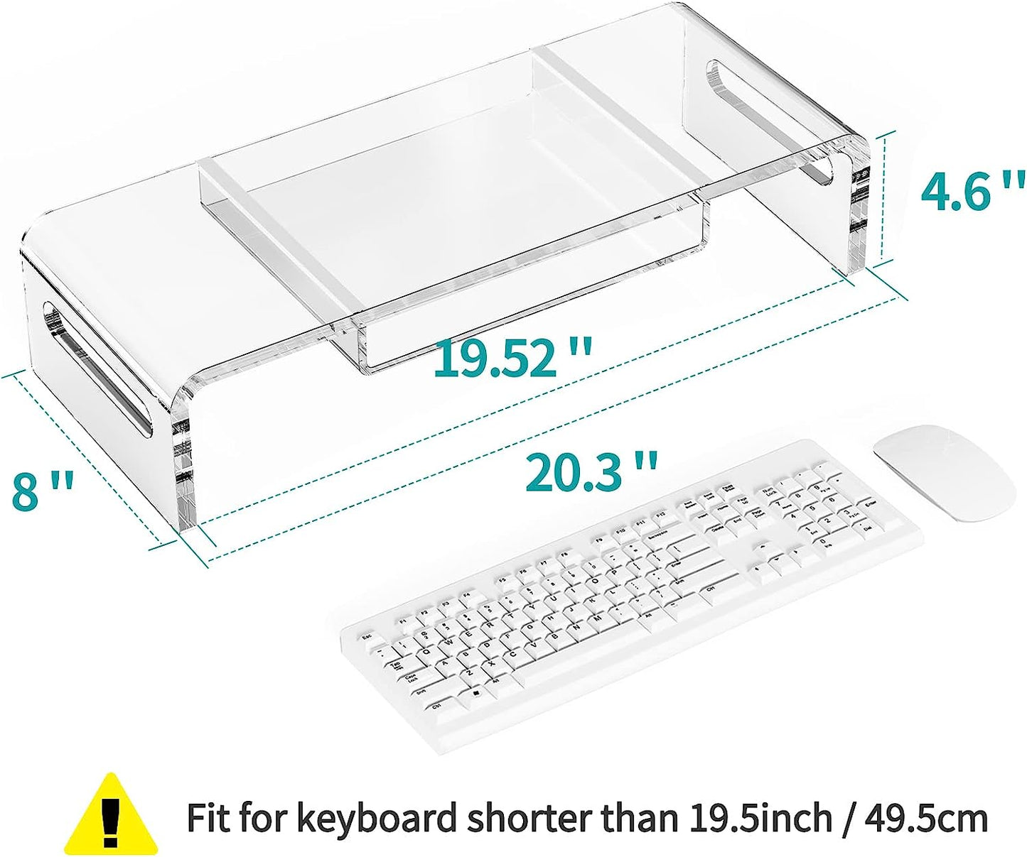 Zimilar 20 inch Large Monitor Stand Riser with Phone Stand, Crystal Acrylic Monitor Stand with Keyboard Storage, Premium Clear Computer Stand Riser, Clear Acrylic Laptop Stand with Storage Drawer