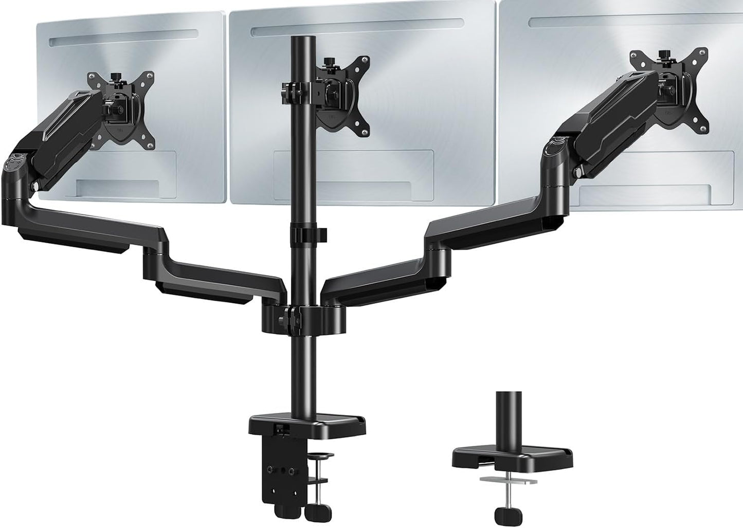 MOUNT PRO Triple Monitor Mount for Max 32" Screens, Up to 19.8lbs Each Adjustable 3 Monitor Desk Mount with Swivel, Tilt, Rotation, Full Motion Gas Spring Heavy Duty Arm, VESA 75x75/100x100mm