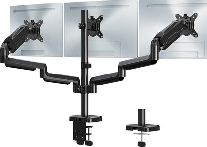 MOUNT PRO Triple Monitor Mount for Max 32" Screens, Up to 19.8lbs Each Adjustable 3 Monitor Desk Mount with Swivel, Tilt, Rotation, Full Motion Gas Spring Heavy Duty Arm, VESA 75x75/100x100mm