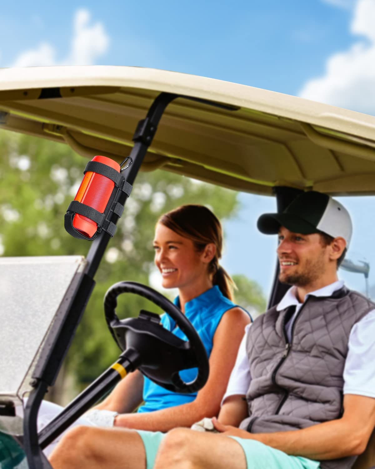 GOFORWILD Portable Speaker Mount, Adjustable Strap for Bluetooth Wireless Speakers, Compatible with Golf Cart Railing/Bike/Moto/Boat/ATV, Waterproof Outdoor Speaker Strap Holder, Speaker Attachment