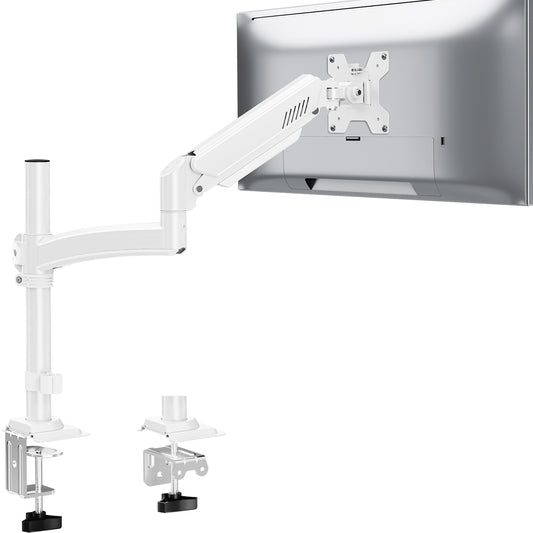 Single Monitor Mount, Tall Monitor Arm, VESA Desk Mount Stand for 13-32 inch Computer Screen up to 22 lbs, Adjustable Height Monitor Arm with Tilt Swivel Rotation, VESA 75 100mm, White, Freelift