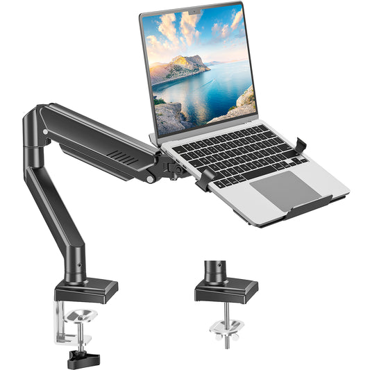 MOUNT PRO Laptop Arm Mount for Desk, 2 in 1 Function Monitor Laptop Stand, Fits Max 17" Notebook and 32" Computer Screen, Aluminum Single Monitor Holder with Adjustable Tray, Holds up to 22lbs