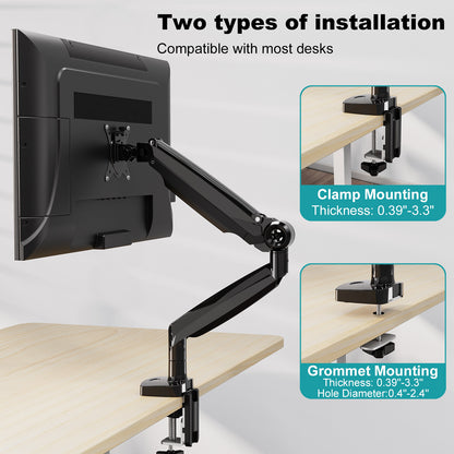 MOUNT PRO Single Monitor Mount for Max 35 inches Computer Screen, Heavy Duty Monitor Arm Desk Mount, Full Motion Gas Spring Premium Monitor Stand, Hold up to 26.4 lbs, Ultrawide VESA Mount 100x100