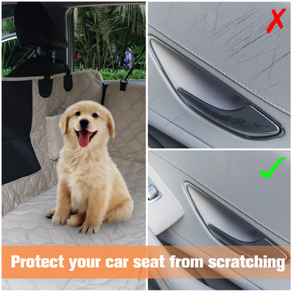 PETICON Dog Car Seat Cover with Mesh Window, 100% Waterproof Pet Seat Cover for Back Seat, Scratchproof Dog Hammock for Cars, Trucks, SUVs, Jeeps, Beige